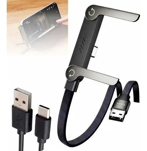 Cable de Carga Rápida 240W 2 en 1 con Soporte Plegable para Celular