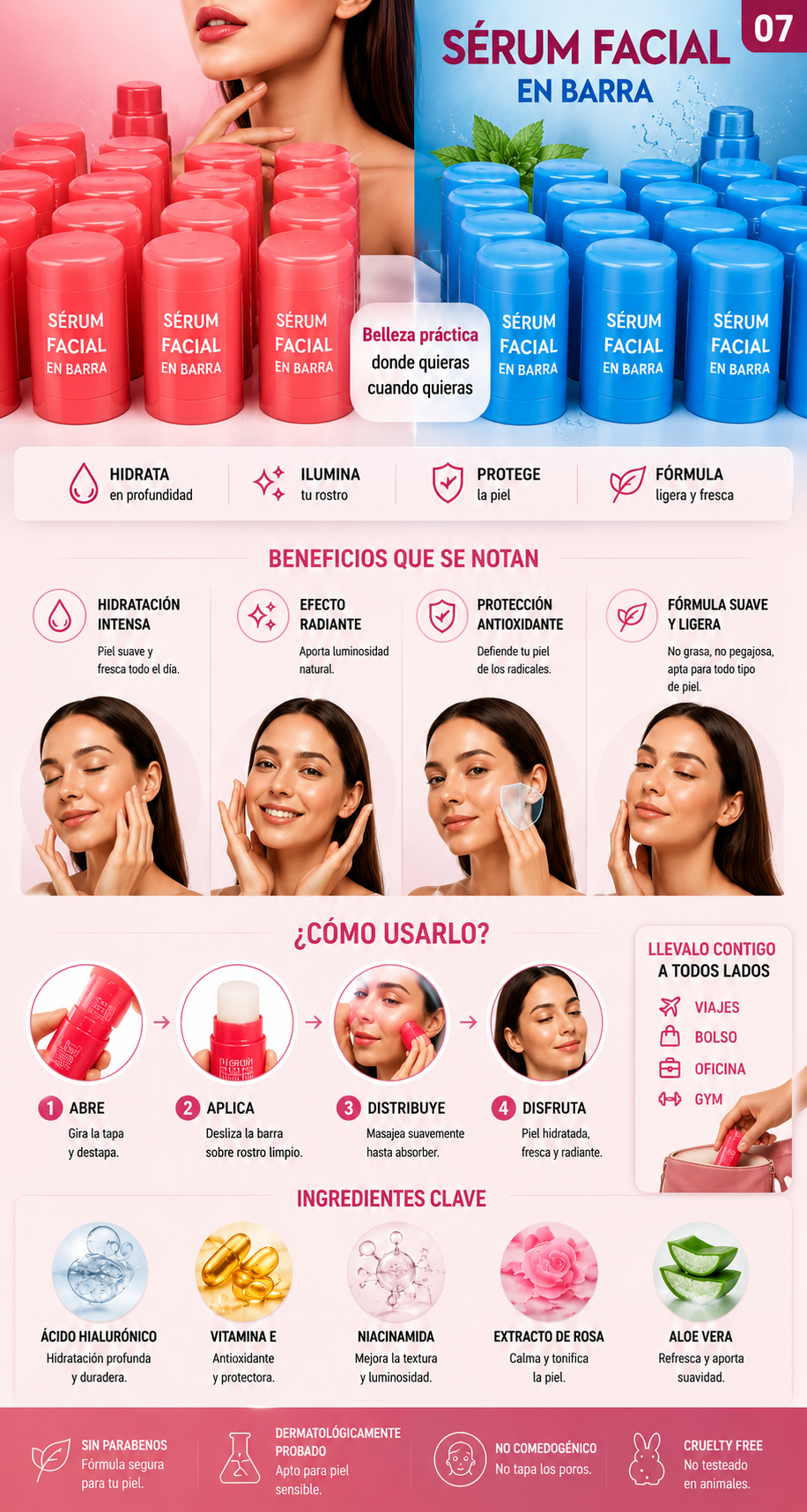 Sérum Facial en Barra Hidratante - Stick de Skincare Práctico